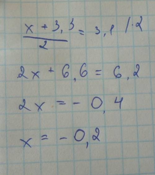 Дайте подробное решение х+3,3 = 3,1 2