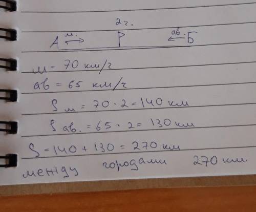 Из двух городов навстречу друг другу одновременно выехали автомобиль и автобус скорость автомобиля 7