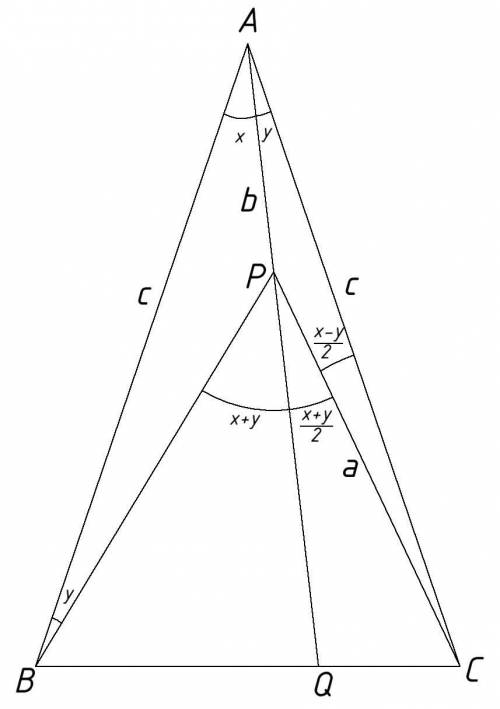 Внутри равнобедренного треугольника abc (ab=ac) взята точка p, такая что ∠abp=∠pac. прямая ap пересе