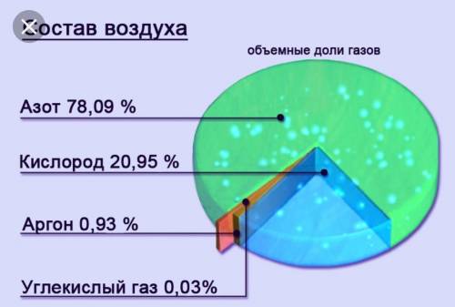 Азот составляет 75% воздуха кислород 21% а другие газы остальную часть.постройте круговую диаграмму