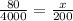 \frac{80}{4000} = \frac{x}{200}