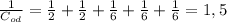 \frac{1}{C_{od}} = \frac{1}{2}+\frac{1}{2}+\frac{1}{6}+\frac{1}{6}+\frac{1}{6} = 1,5 