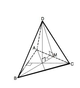Втетраэдре dabc все ребра равны, точка m - середина ребра ac. докажите, что угол dmb линейный угол д