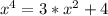 x^{4}=3*x^{2}+4