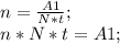 n=\frac{A1}{N*t};\\ n*N*t=A1;\\