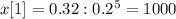 x[1]=0.32 : 0.2^5=1 000