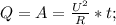 Q=A=\frac{U^2}{R}*t;\\