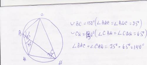 ), с решением: четырехугольник abcd вписан в окружность. угол abc равен 105 градусов, угол abd равен