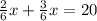 \frac26x + \frac36x = 20