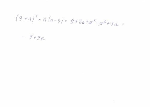 Выражение (3+a)^2-a(a-3) и найдите его значение при a=-1/9 надо !