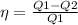 \eta=\frac{Q1-Q2}{Q1}