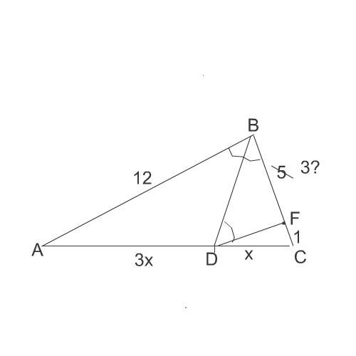 Вд - биссектриса треугольника авс, ав=12, сd: dа = 1: 3. точка f лежит на стороне вс, сf=1 см. докаж