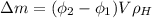 зm = (\phi_{2}-\phi_{1} )V\rho_{H}