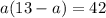 a(13-a) = 42