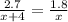 \frac{2.7}{x+4}=\frac{1.8}{x}