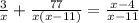 \frac{3}{x}+\frac{77}{x(x-11)}=\frac{x-4}{x-11}