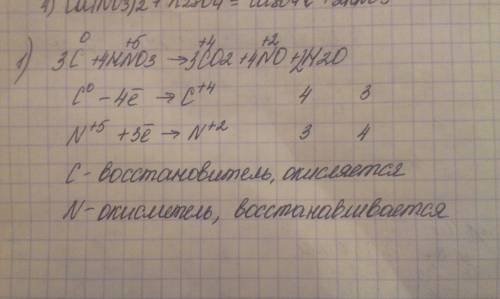 Решите методом электронного : 1)c+hno3=co2+no+h2o 2) p+hno3=h3po4+no2+h2o