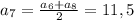 a_7=\frac{a_{6}+a_{8}}{2}=11,5