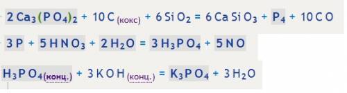 Напишите уравнения реакций, с которых можно осуществить следующие превращения: ca3(po4)2 → p→ h3po4