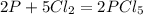 2P + 5Cl_2 = 2PCl_5