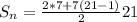 S_n = \frac{2*7+7(21-1)}{2}21