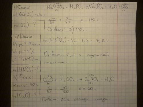 №1 масса углекислого газа ,образующегося при взаимодействии 210 г гидрокарбоната натрия с избытком о