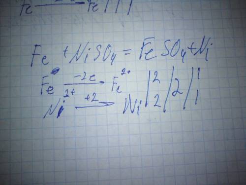 Нужно сделать овр: fe+cuso4=fe2(so4)3+cu 2agno3+fe=fe(no3)2+2ag fe+niso4=feso4+ni