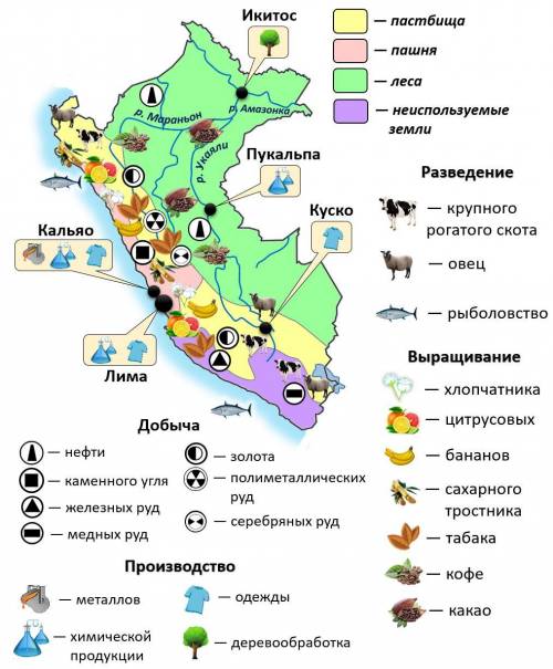 Полезные ископаемые на территории страны перу