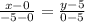 \frac{x - 0}{-5-0} = \frac{y - 5}{0-5}