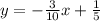 y=-\frac{3}{10}x+\frac{1}{5}