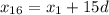 x_{16}=x_{1}+15d