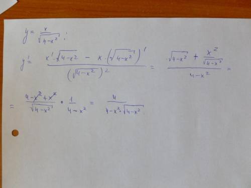 Найти производные y=x/под корнем 4-x^2