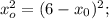 x^2_o=(6-x_0)^2;