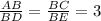 \frac{AB}{BD}=\frac{BC}{BE}=3