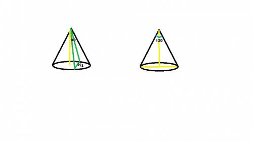 1)найдите объём конуса, если хорду равную 6 корней из 2 см, видно из вершины конуса под углом 90, а
