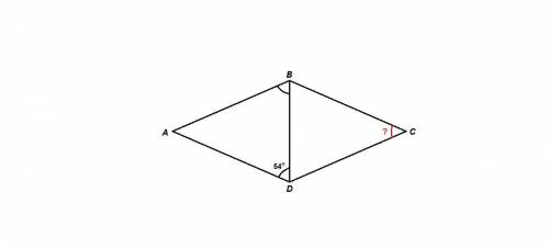 Вромбе abcd угол adb равен 54 найдите угол bcd ответ дайте в градусах