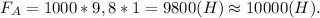 F_A=1000*9,8*1=9800(H)\approx10000(H).