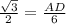 \frac{\sqrt{3}}{2}=\frac{AD}{6}