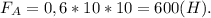 F_A=0,6*10*10=600(H).