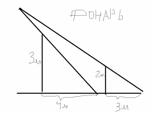 На горизонтальной поверхности стоят два столба длина первого столба 3 м длина его тени 4 м. длина 2
