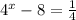 4^x-8=\frac{1}{4}