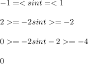 -1 =< sint =< 1\\\\ 2 = -2sint = -2\\\\ 0 = -2sint-2 = -4\\\\ 0