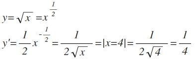 Найдите значение производной заданной функции в точке хо( икс нулевое) у= корень из х, хо( икс нулев