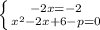 \left \{ {{-2x=-2} \atop {x^2-2x+6-p=0}} \right.