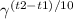 \gamma^{(t2-t1)/10}