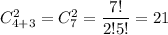 C^2_{4+3}=C^2_7=\dfrac{7!}{2!5!}=21
