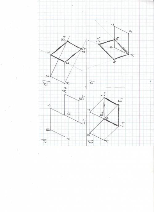 Начертите параллелограмм abcd. постройте образ этого параллелограмма: а)при симметрии относительно d