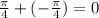 \frac{\pi}{4}+(-\frac{\pi}{4})=0