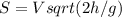 S=Vsqrt{(2h/g)}