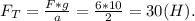 F_T=\frac{F*g}{a}=\frac{6*10}{2}=30(H).